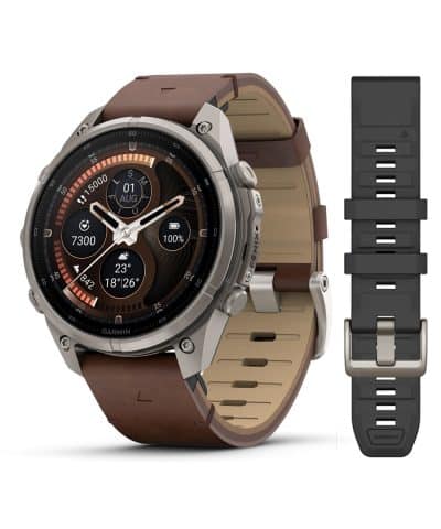 Garmin fēnix® 9 Pro – inReach®, 47mm - Titan med valnøttfarget skinnrem