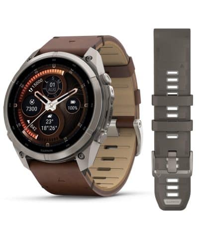 Garmin fēnix® 9 Pro – inReach®, 51mm - Titan med valnøttfarget skinnrem