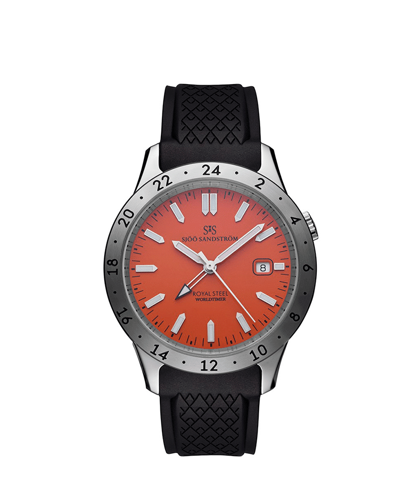 Sjöö Sandström Royal Steel Worldtimer 41mm - 020098