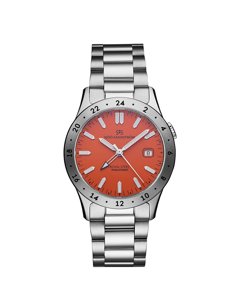 Sjöö Sandström Royal Steel Worldtimer 36mm - 020555