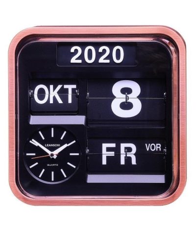 Leanschi Large, vintage-looking, full Annual Calendar and Wall-Clock with digital, flip-display (in German) - Bilde 4