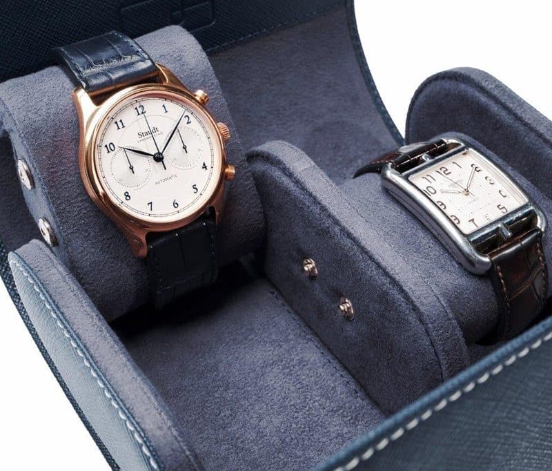 Alternative view of Leanschi 2 watch roll/blue leather